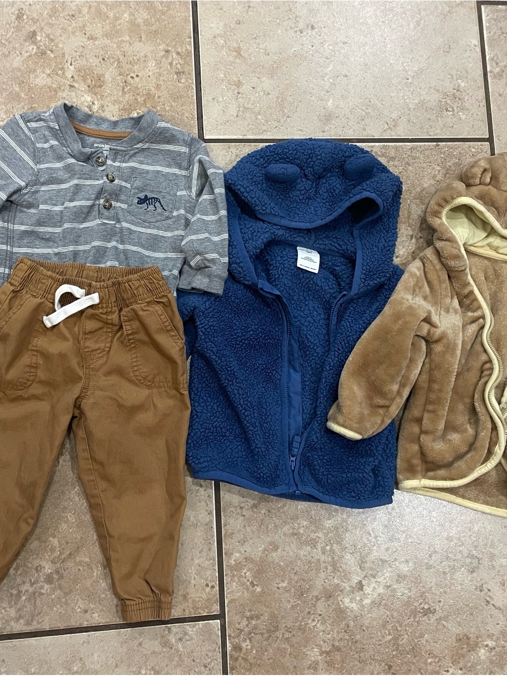 Carter's Brown Kids Jogger Pants - Drawstring Elastic Waist